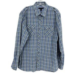 Banana Republic Shirt Men's XL Long-sleeve Button-up Blue Plaid Long Sle…